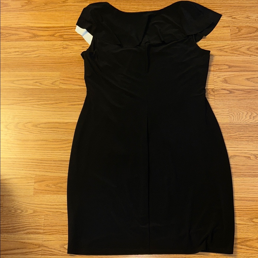Lauren Ralph Lauren Black Dress with White Ruffle size 16 Petite - Picture 9 of 10